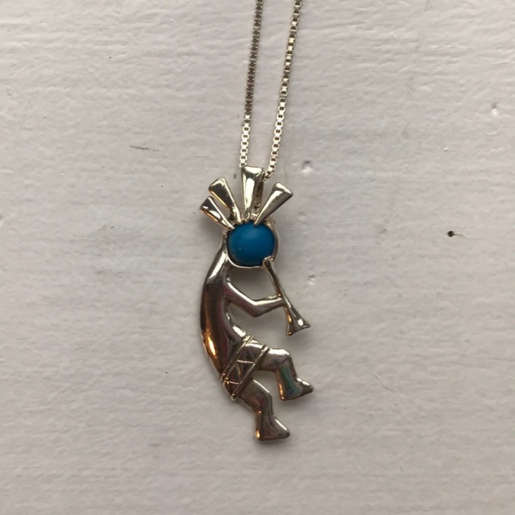 Sterling silver kokopelli pendant 18” silver chain - Picture 1 of 5